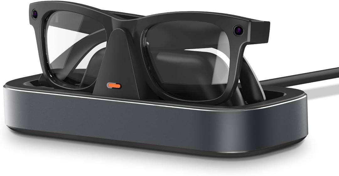 Charging Station for Meta Ray-Ban Glasses - Wayfarer, Skyler, Headliner & Oakley Meta HSTN Charger with LED Indicator (Gray)