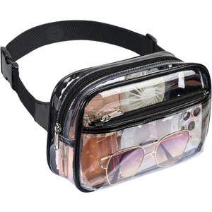 Clear Fanny Pack Stadium Approved - Packism Clear Belt Bag for Women Men Transparent Waist Bag with Adjustable Strap for Concerts, Sporting Events - Black