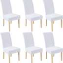 Smiry Velvet Stretch Dining Room Chair Covers Set of 6, Soft Removable Washable Chair Slipcovers Kitchen Parsons Chair Protector, Raw White