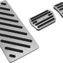 3 Pcs Automatic Foot Pedal Pads Foot Accelerator Pedal Covers for Ford Edge 2023 Aluminum Alloy Silver Tone