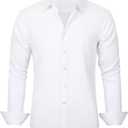 Dress Shirts Solid Long Sleeve Stretch Wrinkle-Free Formal Shirt Business Casual Button Down Shirts 4XL