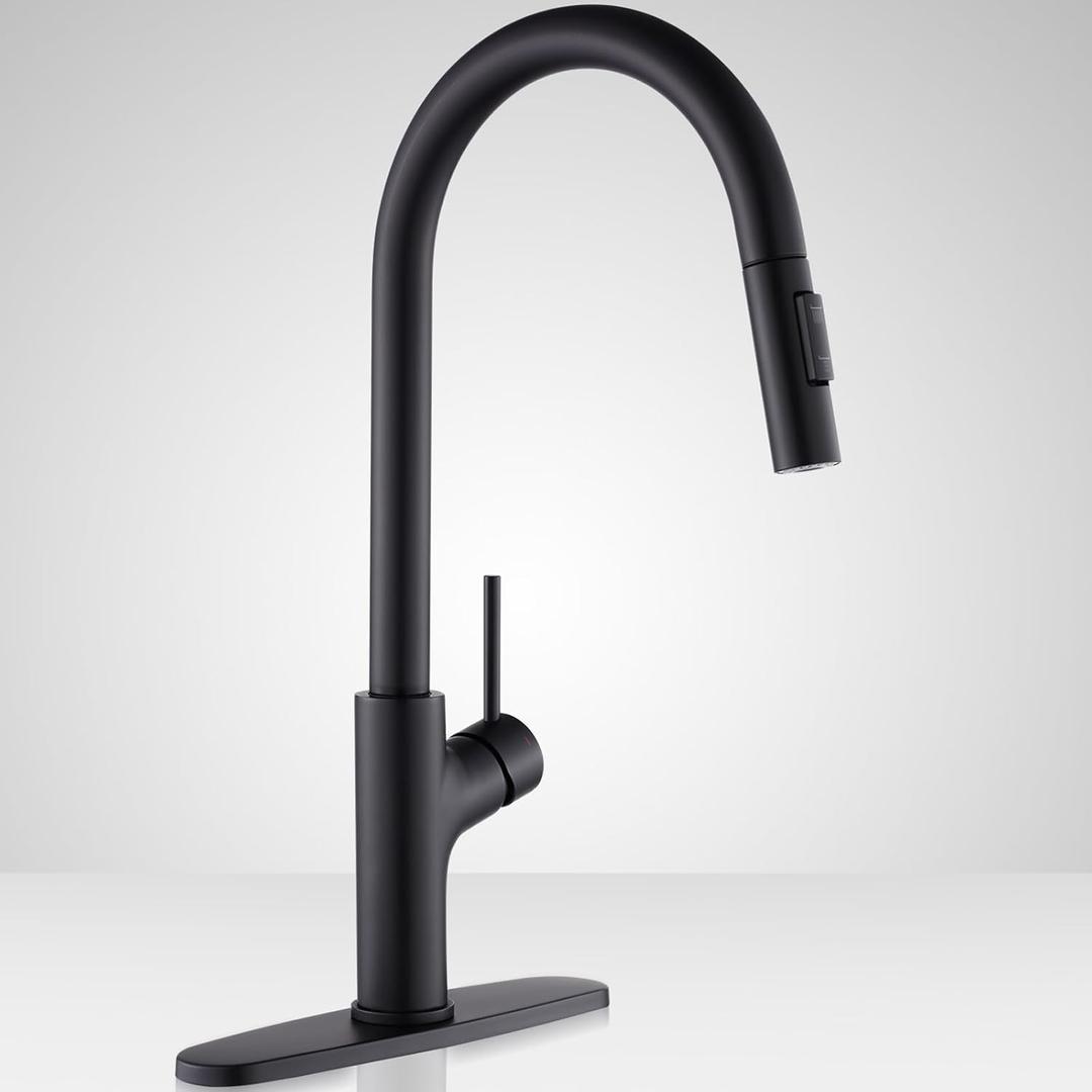 Achelous Black Kitchen Faucet with Pull Down Magnetic Docking Sprayer,Stainless Steel Pull Out RV Kitchen Sink Faucets,Single Handle Deck Mount,Grifos De Cocina (Black)