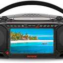 Aiwa Portable Boombox, Crystal Clear Sound with 3W x 2 Speakers and Bass Function, Featuring a 7" LCD Display, Bluetooth Connectivity, FM Radio, CD/DVD Player, Streaming on Roku and Amazon Firestick