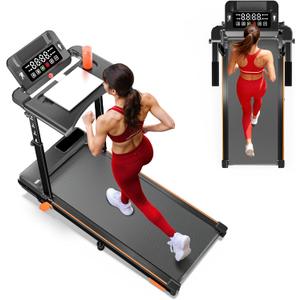 Walking Pad Treadmill with Desk Workstation, 12% Incline Treadmills for Home Office, 350lbs Capacity, 3.5HP