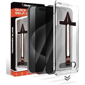 chubbycable ChubbyShield for iPhone15 Pro Max - 2 PCS Military-Grade Privacy Screen Protector with Ultra-easy Install Box, Auto Dust-Elimination & Bubble Free