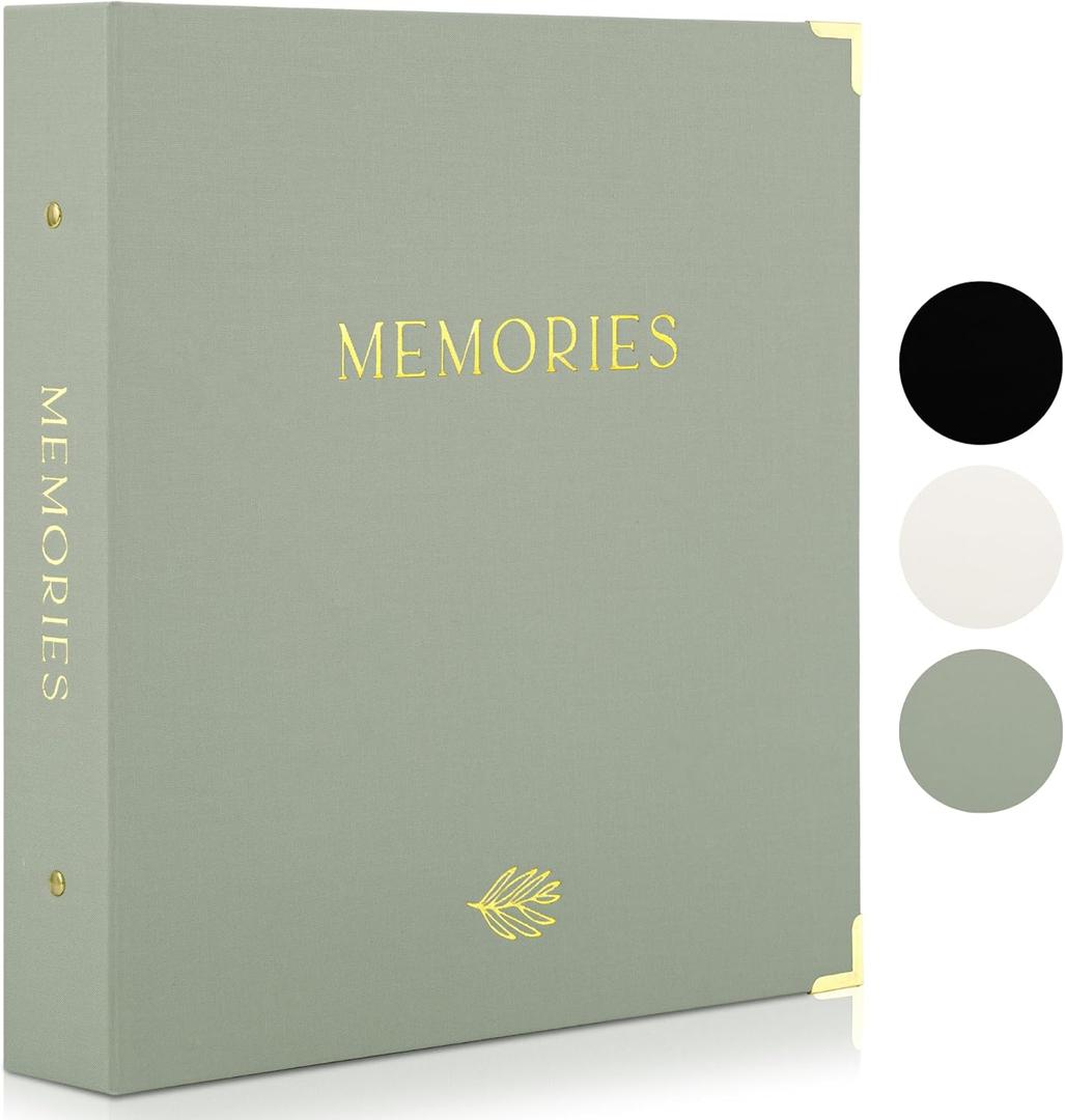 Beautiful Linen Photo Album For 4x6 Photos - Safely Holds Up To 500 Pictures of Unique Memories - The Perfect Large Photo Book To Store All Pictures of Treasured Family, Baby or Wedding Moments (Sage)