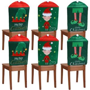 6 Pcs Christmas Back Chair Cover Elf Hat Leg and Cute Elf Felt Chair Back Covers for Xmas Banquet Home Kitchen Dining Room Decor Christmas Dining Chair Slipcovers (Fresh)