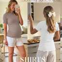 3 Pack Women's Ribbed Maternity Tops | Short Sleeve, Ribbed Knit, Crew Neck, Side Ruched, Pregnancy Clothes, Maternity Shirts, Soft, Stretchy, Breathable, Comfy (XL)