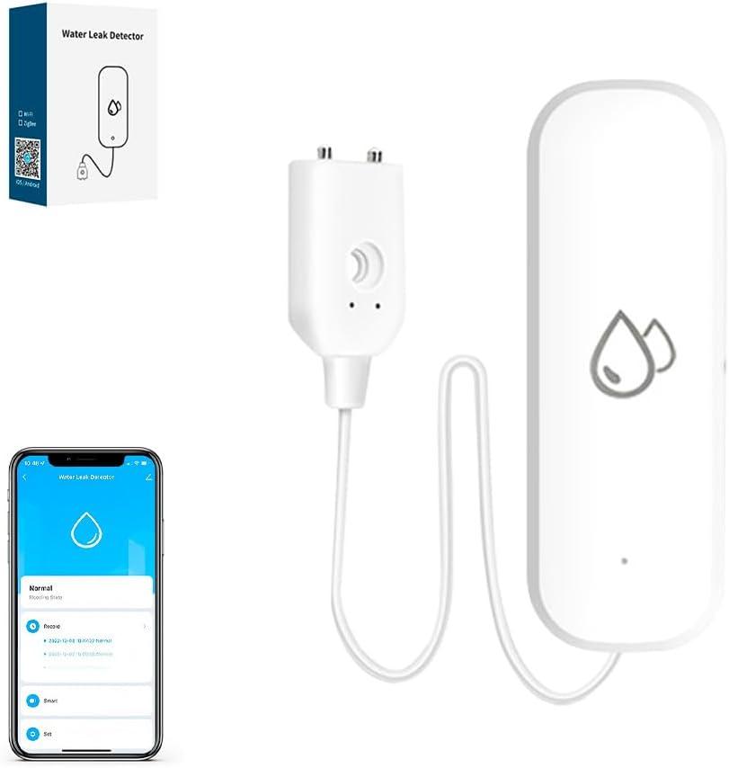 Zigbee Water Leak Sensor, Require Zigbee Hub, Tuya Water Leak Detector for Alarm System and Smart Home Automation for Kitchen Bathroom Compatible with Alexa Google Home (1)