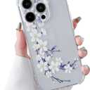 DEFBSC Soft Case Compatible with iPhone 14 Pro Max, Clear Floral Flower Pattern Print Design Flexible TPU Shockproof Cover for Women Girls,Flower Protective Phone Case, Pink Cosmos