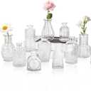 Set of 12 Glass Bud Vase Set, Small Vintage Clear Flower Vase Centerpieces for Table Bulk Cute Rustic Style Mini Vase for Home Decor Wedding Baby Shower Birthday Party