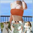 Women's Sports Bandeau Causal Tube Top Bra Strapless Wireless Non-Slip Detachable Padded Seamless Stretchy Bralettes (Orange)