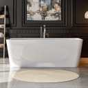 Empava 67 Inch Freestanding Bathtub - Contemporary Back to Wall Soaking Tubs with Chromed Drain & Overflow, White