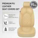 CAROMOP Luxury PU Leather Car Seat Covers Front Set, Anti-Stain Waterproof Automotive Seat Covers for Cars, Universal Car Interior Covers Seat Protectors for SUVs Pick-up Trucks (Beige/Beige Line)