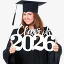 Class of 2026 Wooden Sign Graduation Party Decorations 2026 White Graduation Photo Booth Prop Senior2026 Sign for High School College Party