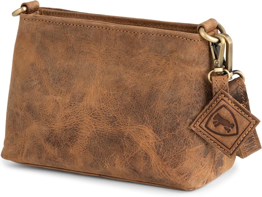 BERLINER BAGS Vintage Genuine Leather Shoulder Bag Marbella XS, Small Crossbody Purse for Women (Walnut)