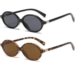 Retro Oval Sunglasses for Women Men Trendy Round Tortoise Sun Glasses 90s Vintage Shades