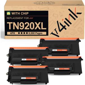 v4ink TN920XL Compatible Toner Cartridge Replacement for Brother TN920XL 920XL TN920 for Use in Priner DCP-L5510DN HL-L6210DWT HL-L5210DN HL-L5210DWT HL-L6210DW HL-L5210DW High-Yield Black 4-Pack
