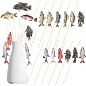 Soulchen 24 Pcs Fishing Party Centerpiece Sticks Decoration Fisherman Fishing Pole Picks Birthday Decorations for Ofishally One Theme Birthday Party Table Centerpieces Decor