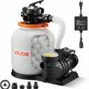 VEVOR FlashPure Sand Filter Pump, 14 in for Above Ground Pool, 0.75 HP 3500 GPH, Swimming Pool Filter System with Timer, 6X Faster Filtration, Media Installed, Leak-Resistant, Ready to Use Out of Box