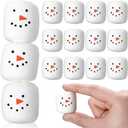 12 Pcs Christmas Faux Snowmen Marshmallows Table Decor Xmas Snowman Marshmallow Centerpiece Sign Christmas Tiered Tray Farmhouse Tabletop Freestanding Block for Winter Tiered Tray Cocoa Bar