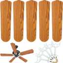 Yaocom 10 Pack Ceiling Fan Replacement Blades and Blade Arms Kit for 42/52 inch Ceiling Fan, 5 Blades and 5 Blade Arms with Mounting Hardware for Bedroom Patio Living Room(Natural Oak,52 Inch)