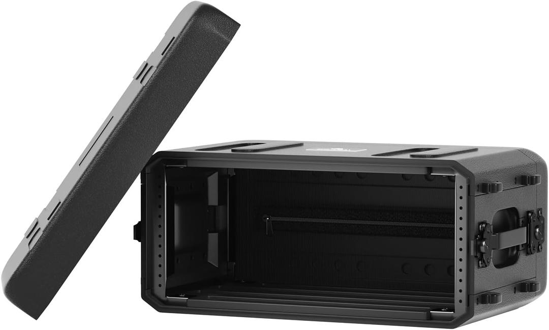 Phenyx Pro 4U Shallow Rack Case, 19" Rackmount Road Case, Detachable Front and Back Cover Storage, Shockproof & Waterproof, Server Rack Cabinet for Wireless Mic Systems, IEMs, Amplifiers (PRCSE-4U)