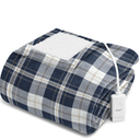 Sunbeam Microplush Sherpa Electric Heated Throw Blanket-Black/White Plaid 60×70"