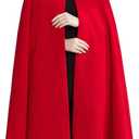 Winter Cape for Women Warm Red Cloak with Hood Wool Blend Poncho Cape Jacket