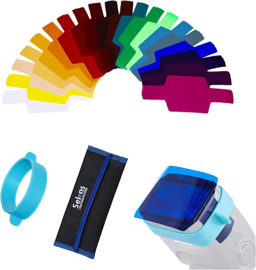 Selens Universal Flash Gels Lighting Filter SE-CG20-20 pcs Combination Kits for Camera Flash Light Strobe Light, Color Correction Filter Color Gels for Speedlight