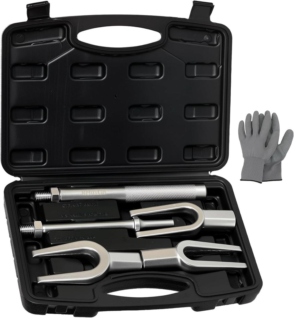5-Piece Ball Joint Separator Set, Pickle Fork Tool Set, Tie Rod Removal Tool Set, 1-1/8", 15/16", 11/16", for Cars and Light Vans, with Suitcase