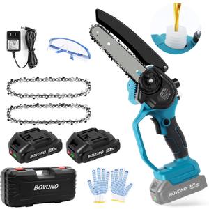 Cordless Power Chainsaw6-Inch Mini Chainsaw, 21V Electric Chainsaw with Safety Lock and Strong Motor for Tree Branches, Courtyard, Household and Garden
