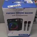 Karaoke Machine, Portable Bluetooth Karaoke Speaker with 2 Wireless Microphones, PA System for Adults Kids with LED Lights & Echo Adjustment, Supports TWS/TF/USB/AUX for Home Party (T03-2 MICS)