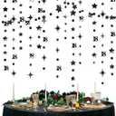 Black 18th Birthday Decorations Number 18 Circle Dot Twinkle Star Garland Metallic Streamer Banner Backdrop for Girls Boys Happy 18th Birthday Time to Adult Cheers to 18 Years Old Anniversary Party