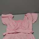 Rooscier Women's Tie Back Square Neck Wrap Ruffle Short Sleeve Flare Mini Dress (Medium, Pink)