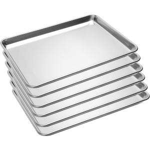 6 Pack Half Size Baking Sheet Pans, Aluminum Commercial Cookie Sheets Non-Stick, 18"x13", Standard 18"13"