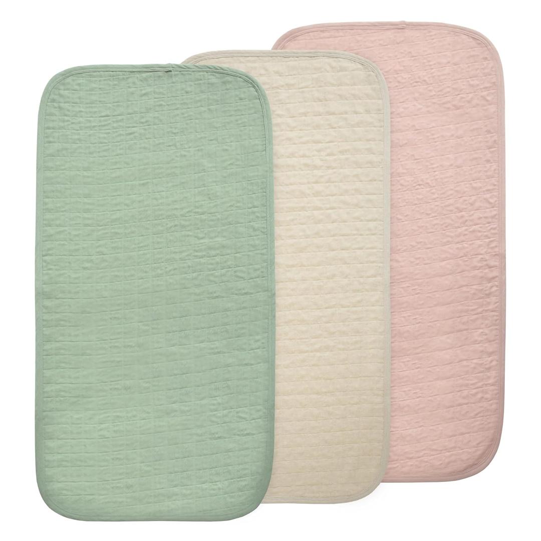 Mushie Waterproof Changing Pad Liners | 100% Organic Cotton | Set of 3 (Blush Combo)