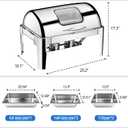 13 QT Roll Top Chafing Dish Buffet Set, Stainless Steel Food Warmer with Perspective Window for Parties, Birthday, Hotels and Weddings,1 Full&2 Half&3 Third Size Food Pan and 1 Water Pan