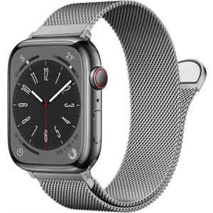 Original Stainless Steel Milanese Loop Compatible with Apple Watch Band 38mm 40mm 41mm 42mm 44mm 45mm 46mm 49mm, Magnetic Clasp Replacement Band for iwatch Series 10, 9, Ultra 2, SE, Ultra, 8 7 6 5 4 3 2 1, Women & Men Watch Strap for iWatch (Titanium, 41mm/40mm/38mm)