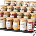 RCHYFEED Spice Rack Organizer for Cabinet Pantry,4 Tier Countertop Spice Rack,Step Spice Organization Easy Visibility,Tierd Depth Expandable Seasoning Shelf for Cabinet Organizer (Black, 1Pack)