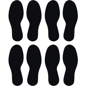 LiteMark Floor Vinyl Decals Footprint Stickers – line up Stickers for Classroom Floor, Offices, Dance, Events – Durable Gloss Finish Spot Markers, Black, W10/M9, Pack of 6 (Pair of 3)
