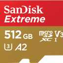 SANDISK 512GB Extreme microSDXC UHS-I Memory Card with Adapter - C10, U3, V30, 4K, 5K, A2, Micro SD Card - SDSQXAV-512G-GN6MA
