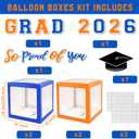 Graduation Decorations Class of 2026 - Orange and Blue Graduation Decorations - Balloons Boxes with Letters 2026 GRAD So Proud of You, Congrats Grad Party Decorations for Any Grades