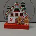 Christmas Tabletop Decoration, Wooden Lighted Gingerbread House Ornaments, Battery Operated Christmas Indoor Fireplace Home Table Decorations