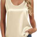 Silk Satin Tank Tops for Women Summer Scoop Neck Camisole Tops Dressy Casual Sleeveless Basic Blouses Shirts (M)