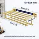 Alise Double Towel Rack for Bathroom Wall Mounted 16 Inch,Gold
Bathroom Tower Holder Towel Shelf with Double Towel Bars,SUS304 Stainless Steel Towel Rack with Shelf for Lavatory Kitchen