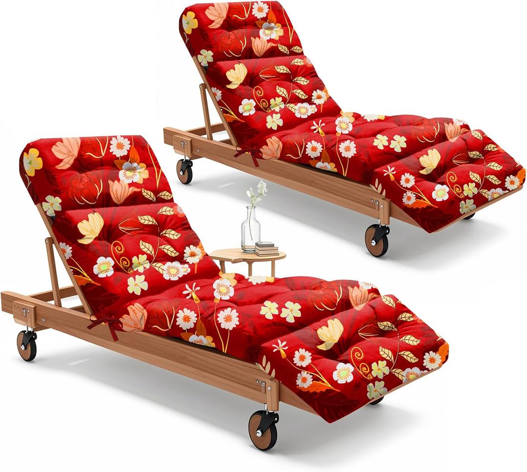 Outdoor Lounge Chair Cushions Set of 2 Waterproof 75.1 x 22.8 x 4.7" 6#