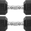 Hex Dumbbells Rubber Coated Cast Iron Hex Black Dumbbell Free Weights for Exercises