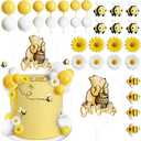 Bttwkco Winnie Baby Shower Cake Decorations Party supplies, First Birthday Classic Pooh Acrylic Cake Topper Bees & Flowers