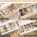 Lifewit 8 Pack 4.65'' High Adjustable from 12.5-17‘’ Bamboo Drawer Dividers for Clothing Baby Clothes, Wooden Separators for Dresser Nursery Organization with Soft Foam Ends